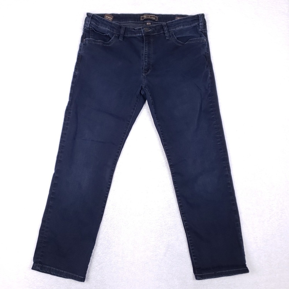 34‎ Heritage Courage Mid-Rise Straight Jeans 38x29 Dark Blue Stretch Denim
